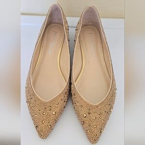 Betsey Johnson Elegant Gold Embellished Flats